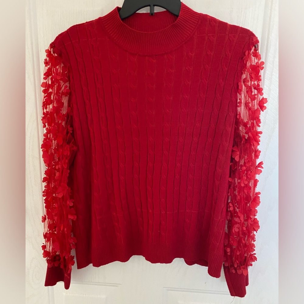 ❤️ 4 for $20 bundle &  save RED Cato ❤️CLUB SWEATER Red TUELLE ARMS